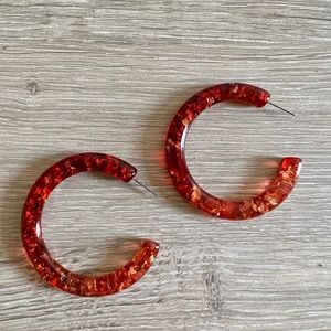 Free People Retro Red Resin Hoops